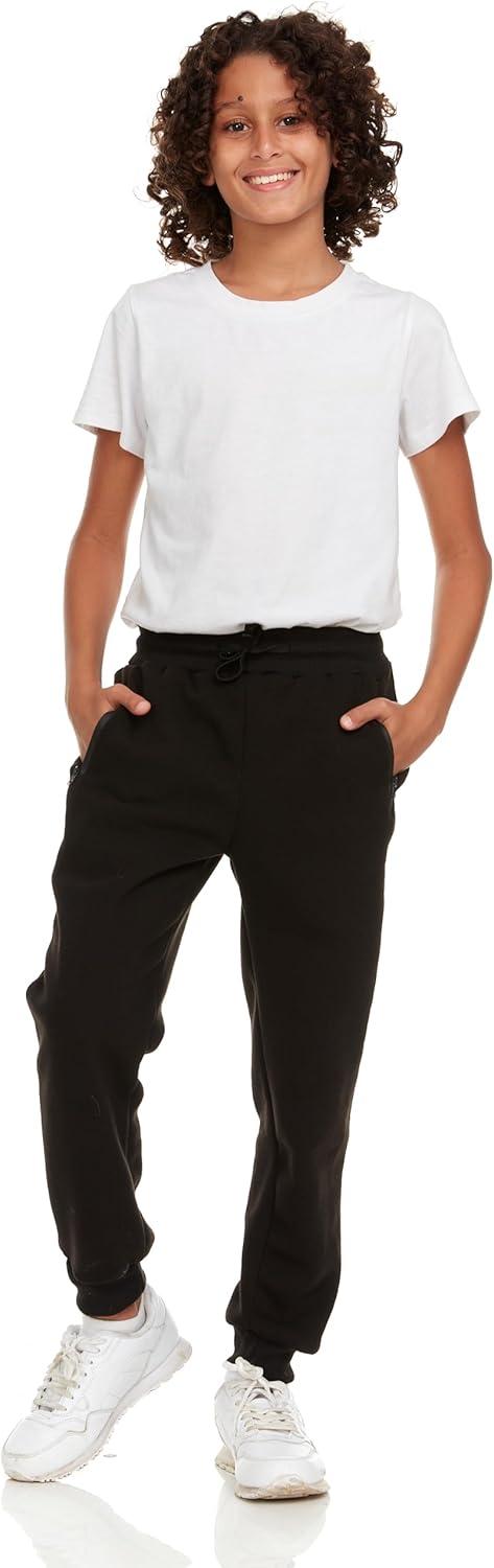 imagePURE CHAMP 3Pk Boys Sweatpants Fleece Athletic Workout Kids Clothes Boys Joggers with Zipper Pocket and Drawstring Size 420Set4