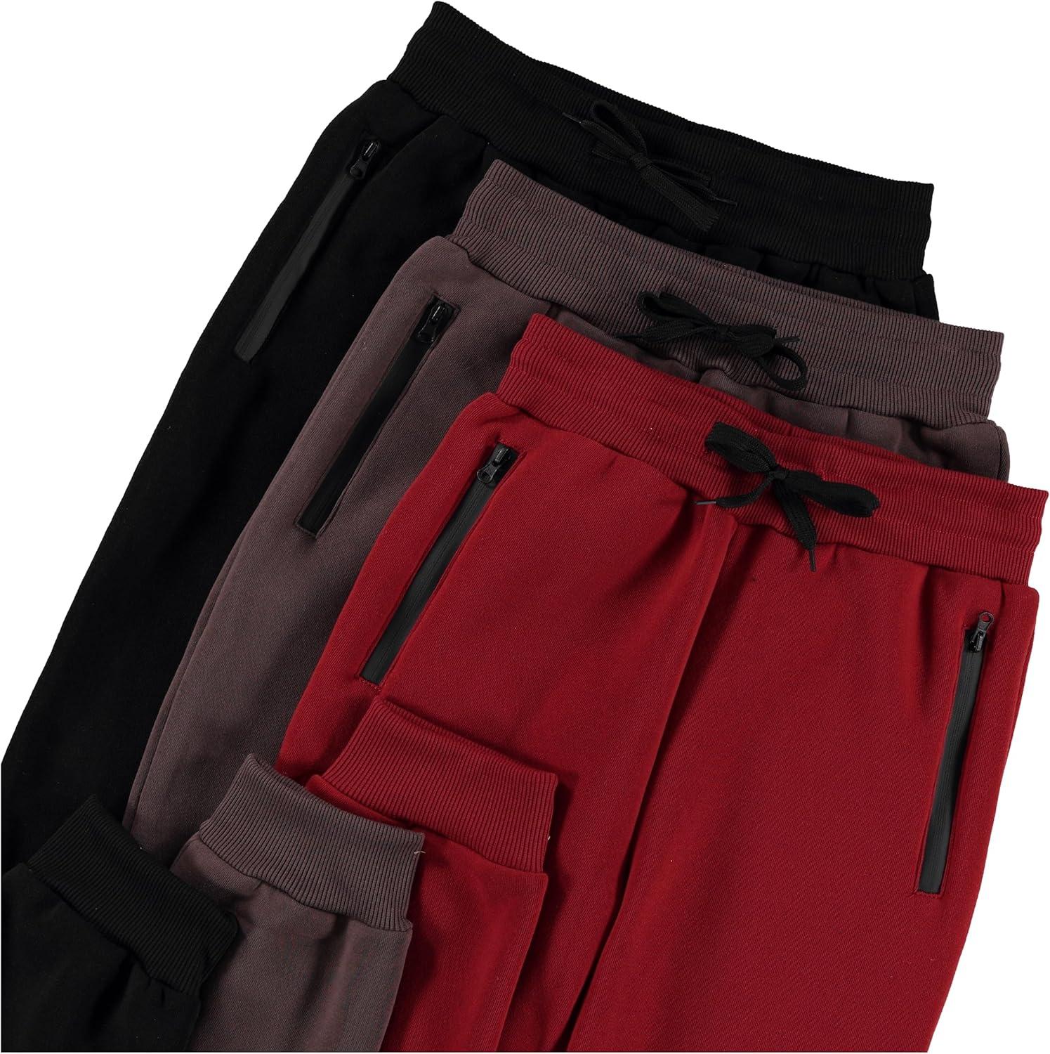 imagePURE CHAMP 3Pk Boys Sweatpants Fleece Athletic Workout Kids Clothes Boys Joggers with Zipper Pocket and Drawstring Size 420Set4