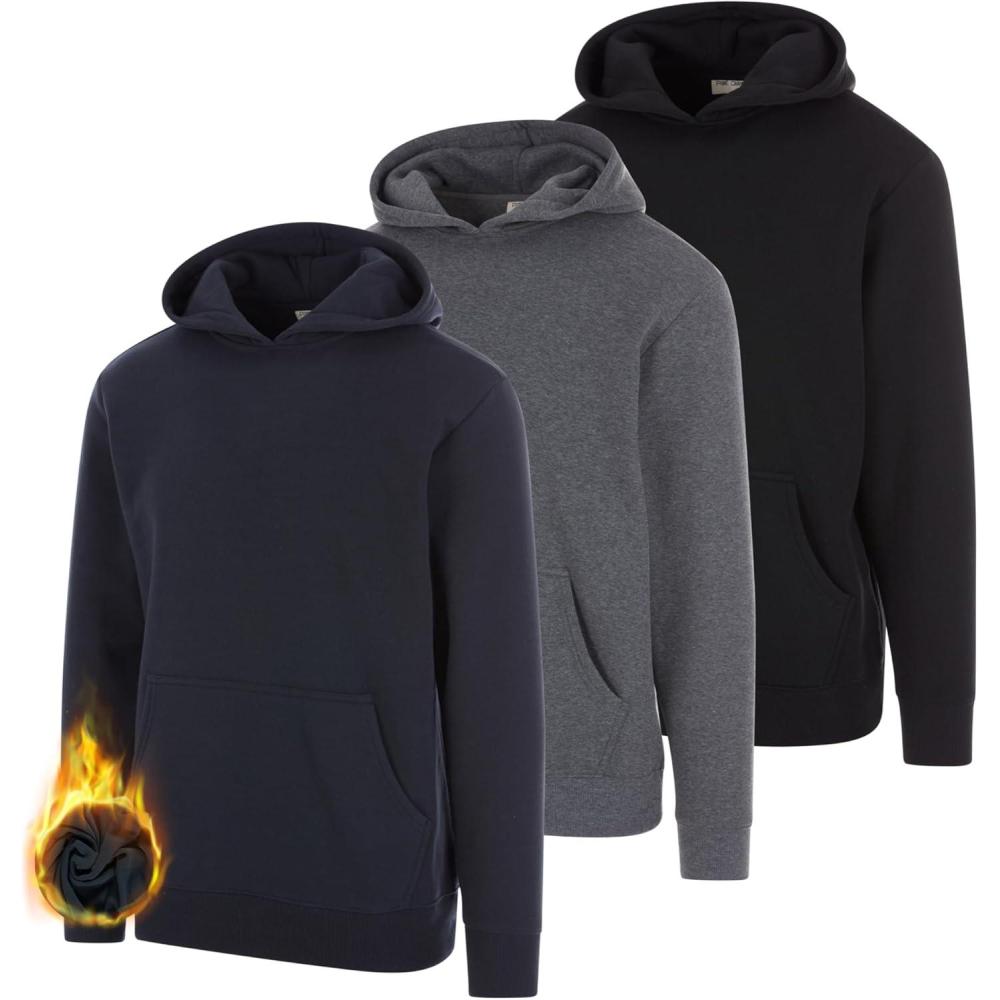 imagePURE CHAMP 3 Pack Fleece Hoodies for Men Long Sleeve Essentials Hoodie Cotton Active Athletic Workout Sweatshirts for MenSet2