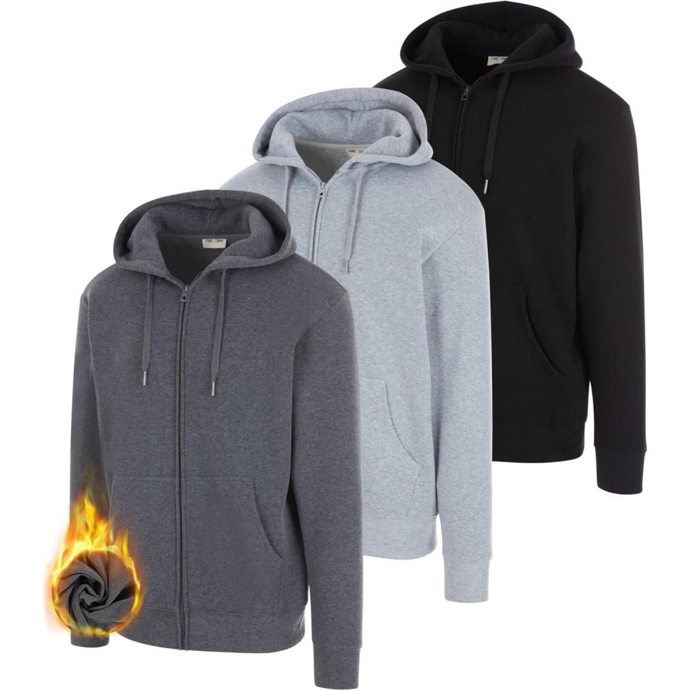 imagePURE CHAMP 3 Pack Fleece Hoodies for Men Long Sleeve Essentials Hoodie Cotton Active Athletic Workout Sweatshirts for MenSet6