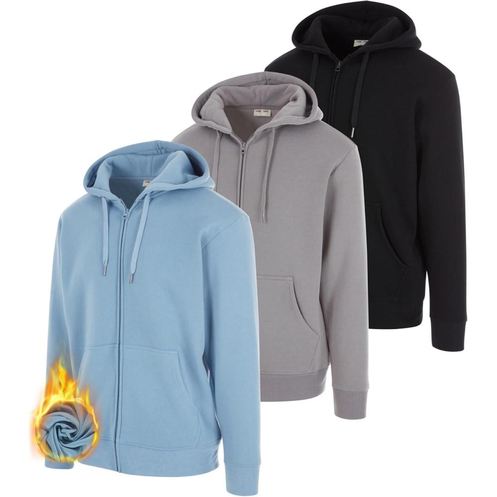 imagePURE CHAMP 3 Pack Fleece Hoodies for Men Long Sleeve Essentials Hoodie Cotton Active Athletic Workout Sweatshirts for MenSet9