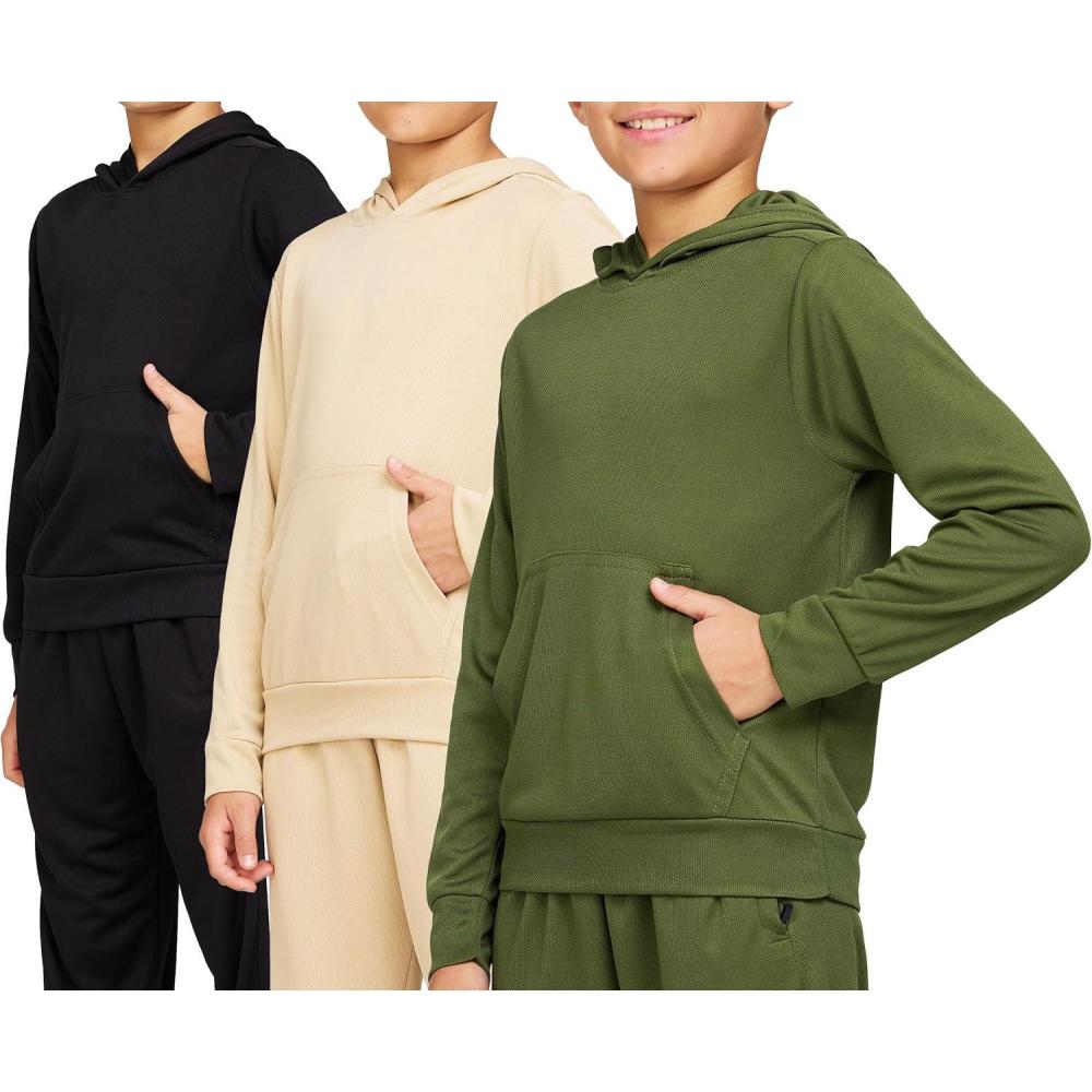 imagePURE CHAMP 3 Pack Mesh Boys Hoodies Active Athletic Quick Dry Pullover Hoodies For Boys Essentials Hoodie Lightweight 420Set 3