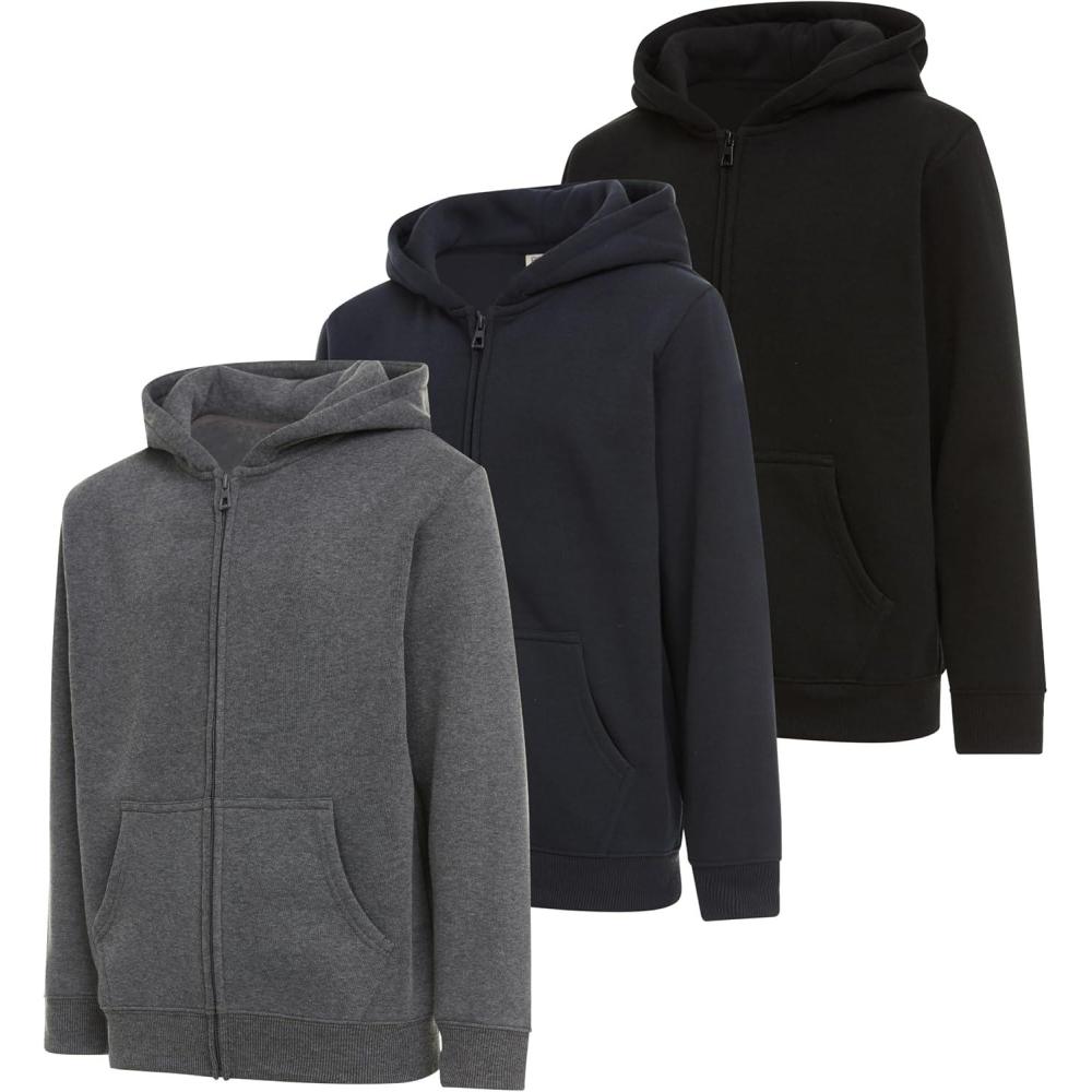 imagePURE CHAMP Boys Hoodies 3 Pack Fleece Pullover ampamp ZipUp Sweatshirts for Boys Kids Youth Plain Basic Everyday Wear Sizes 420Set7