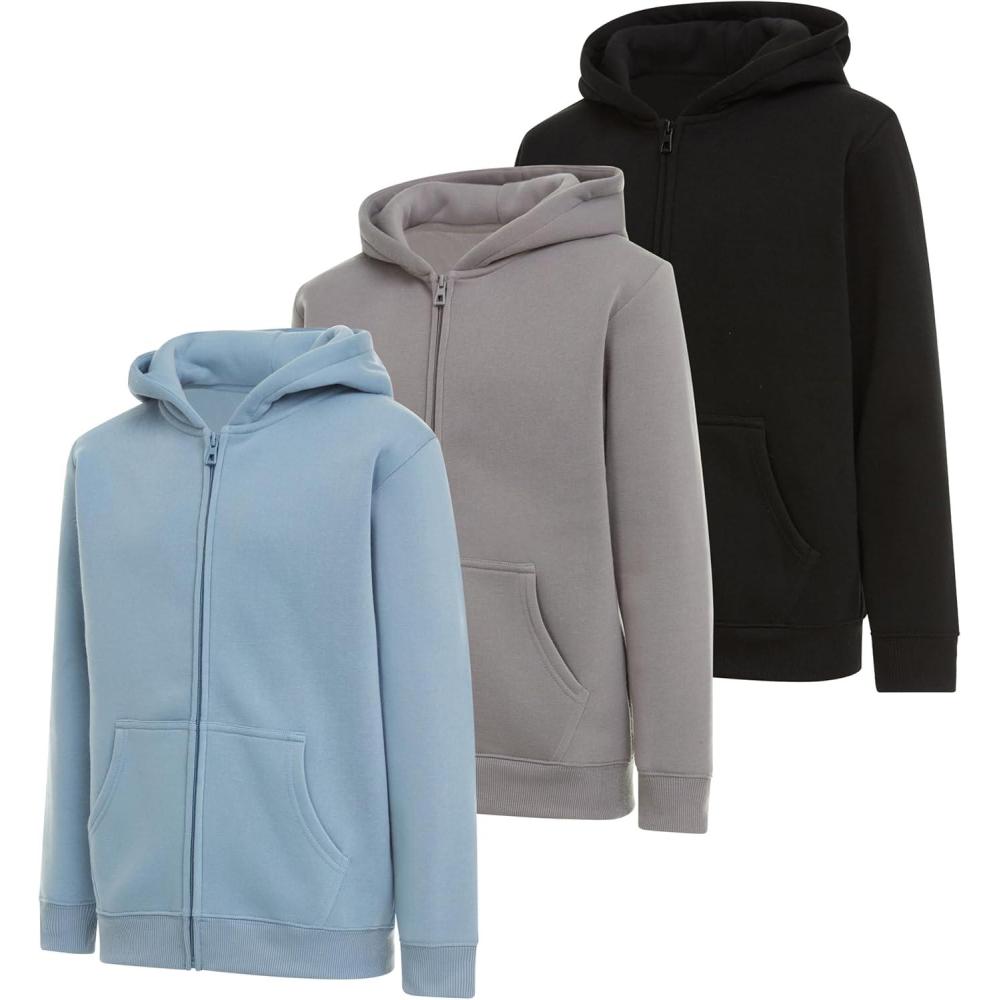 imagePURE CHAMP Boys Hoodies 3 Pack Fleece Pullover ampamp ZipUp Sweatshirts for Boys Kids Youth Plain Basic Everyday Wear Sizes 420Set9