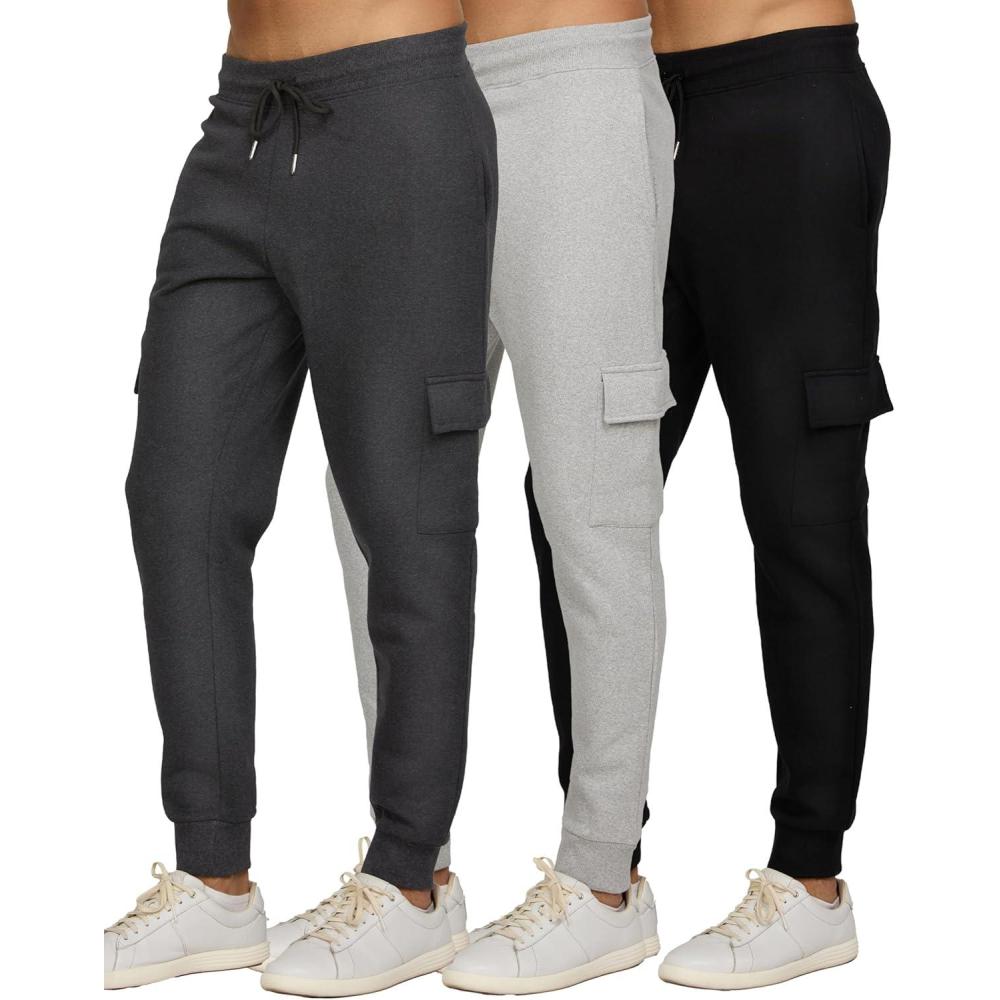 imagePURE CHAMP Mens 3 Pack Fleece Active Athletic Workout Jogger Sweatpants for Men with Zipper Pocket and Drawstring Size S3XLSet6