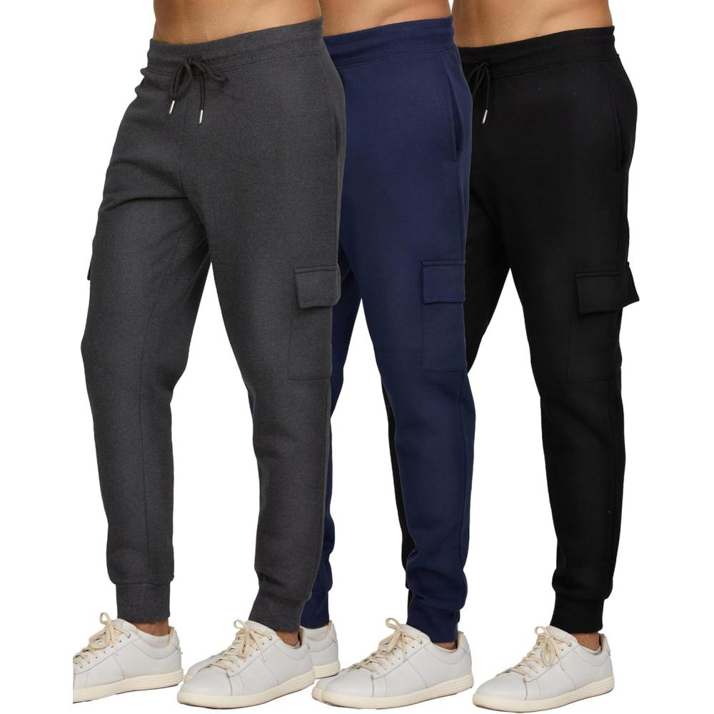 imagePURE CHAMP Mens 3 Pack Fleece Active Athletic Workout Jogger Sweatpants for Men with Zipper Pocket and Drawstring Size S3XLSet7