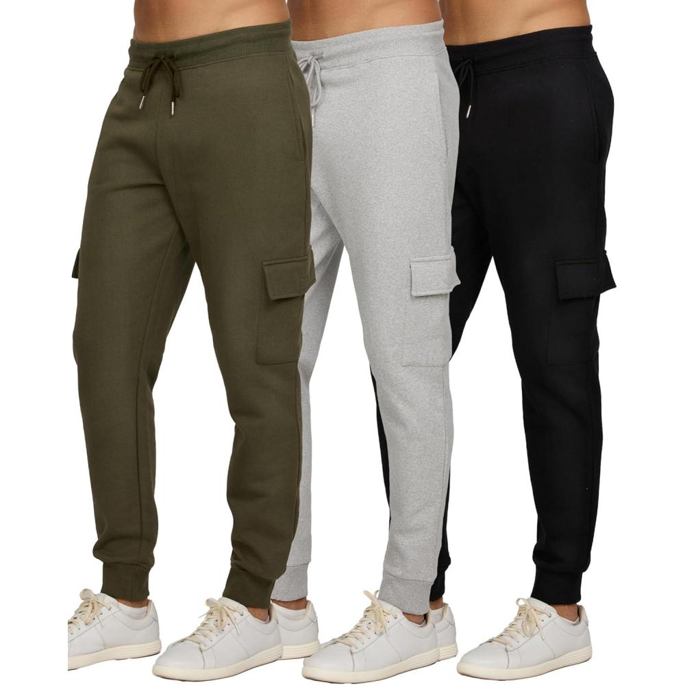 imagePURE CHAMP Mens 3 Pack Fleece Active Athletic Workout Jogger Sweatpants for Men with Zipper Pocket and Drawstring Size S3XLSet8