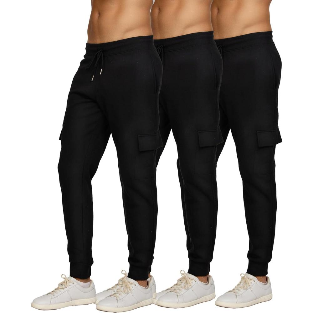 imagePURE CHAMP Mens 3 Pack Fleece Active Athletic Workout Jogger Sweatpants for Men with Zipper Pocket and Drawstring Size S3XLSet9