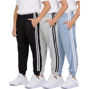 PURE CHAMP 3 Pack Boys Sweatpants Mesh Lightweight Kids Clothes with Zipper Pockets Active Quick-Dry Boys Pants Sizes 4-20(Set2)