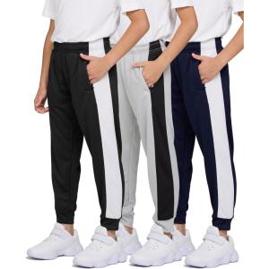 PURE CHAMP 3 Pack Boys Sweatpants Mesh Lightweight Kids Clothes with Zipper Pockets Active Quick-Dry Boys Pants Sizes 4-20(Set3)