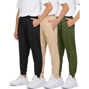 PURE CHAMP 3 Pack Boys Sweatpants Mesh Lightweight Kids Clothes with Zipper Pockets Active Quick-Dry Boys Pants Sizes 4-20(Set4)