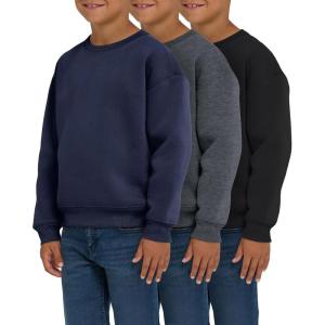 PURE CHAMP 3 Pack Boys Sweatshirts Long Sleeve Boy Crewneck Relaxed Soft Essentials Teen Pullover Sweaters For Youth Kids(Black  Navy  Charcoal)