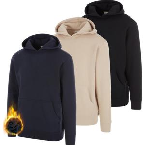 PURE CHAMP 3 Pack Fleece Hoodies for Men Long Sleeve Essentials Hoodie Cotton Active Athletic Workout Sweatshirts for Men(Set4)