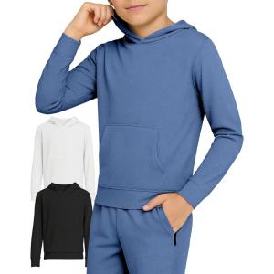 PURE CHAMP 3 Pack Mesh Boys Hoodies Active Athletic Quick Dry Pullover Hoodies For Boys Essentials Hoodie Lightweight 4-20(Set 2)