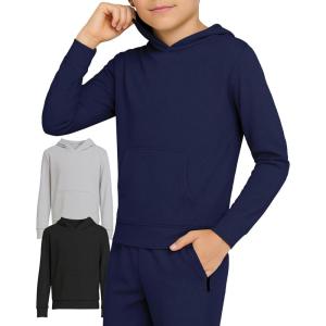 PURE CHAMP 3 Pack Mesh Boys Hoodies Active Athletic Quick Dry Pullover Hoodies For Boys Essentials Hoodie Lightweight 4-20(Set 4)