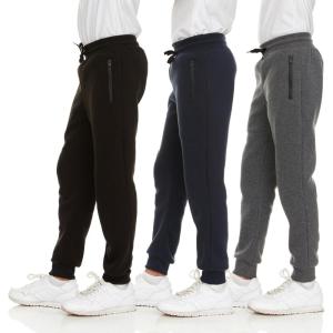 PURE CHAMP 3Pk Boys Sweatpants Fleece Athletic Workout Kids Clothes Boys Joggers with Zipper Pocket and Drawstring Size 4-20(Set2)