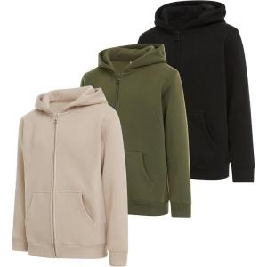 PURE CHAMP Boys Hoodies 3 Pack Fleece Pullover & Zip-Up Sweatshirts for Boys Kids Youth Plain Basic Everyday Wear Sizes 4-20(Set8)