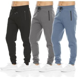 PURE CHAMP Mens 3 Pack Fleece Active Athletic Workout Jogger Sweatpants for Men with Zipper Pocket and Drawstring Size S-3XL(Black  Deep Gray  Celestial Blue)