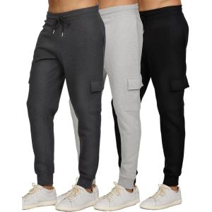 PURE CHAMP Mens 3 Pack Fleece Active Athletic Workout Jogger Sweatpants for Men with Zipper Pocket and Drawstring Size S-3XL(Set6)