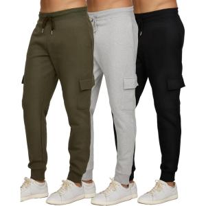 PURE CHAMP Mens 3 Pack Fleece Active Athletic Workout Jogger Sweatpants for Men with Zipper Pocket and Drawstring Size S-3XL(Set8)