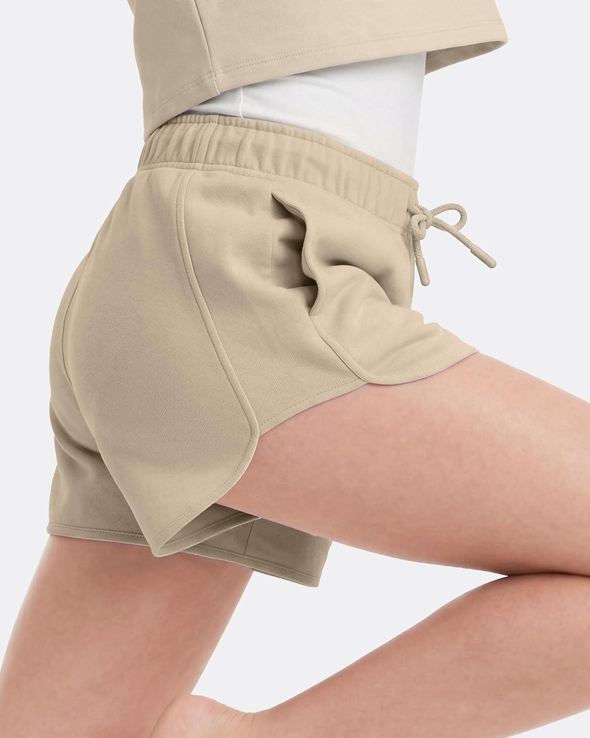 imagePURE CHAMP Girls Shorts 4 Pack Girls Athletic Shorts UltraSoft Youth Quick Dry Dolphin with Drawstring Size Toddler 16Black Beige Brown Sage
