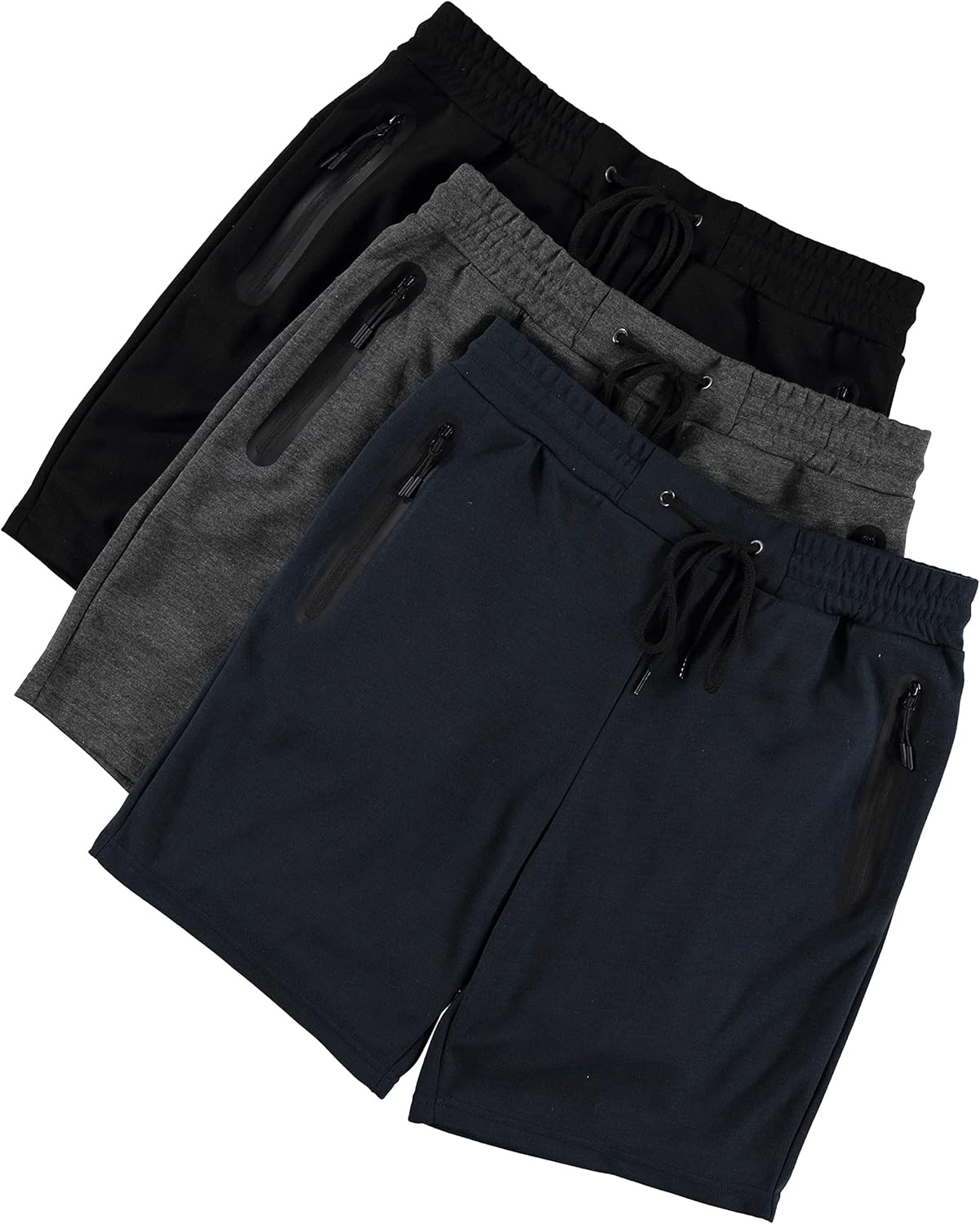 imagePURE CHAMP Athletic Shorts for Men 3 Pack Casual Shorts 8 Basketball Gym Shorts with Zipper Pockets Size Small 3XLSet01